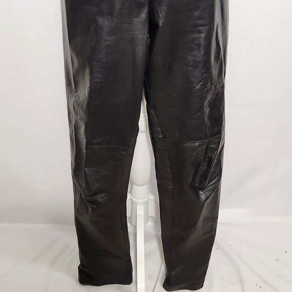 Peck & Peck Women's Size 5/6 Black Genuine Leather Pleat Front Zip Close Pants - Picture 3 of 15